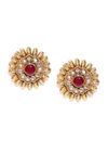YouBella Pink Gold-Plated Textured Circular Oversized Studs
